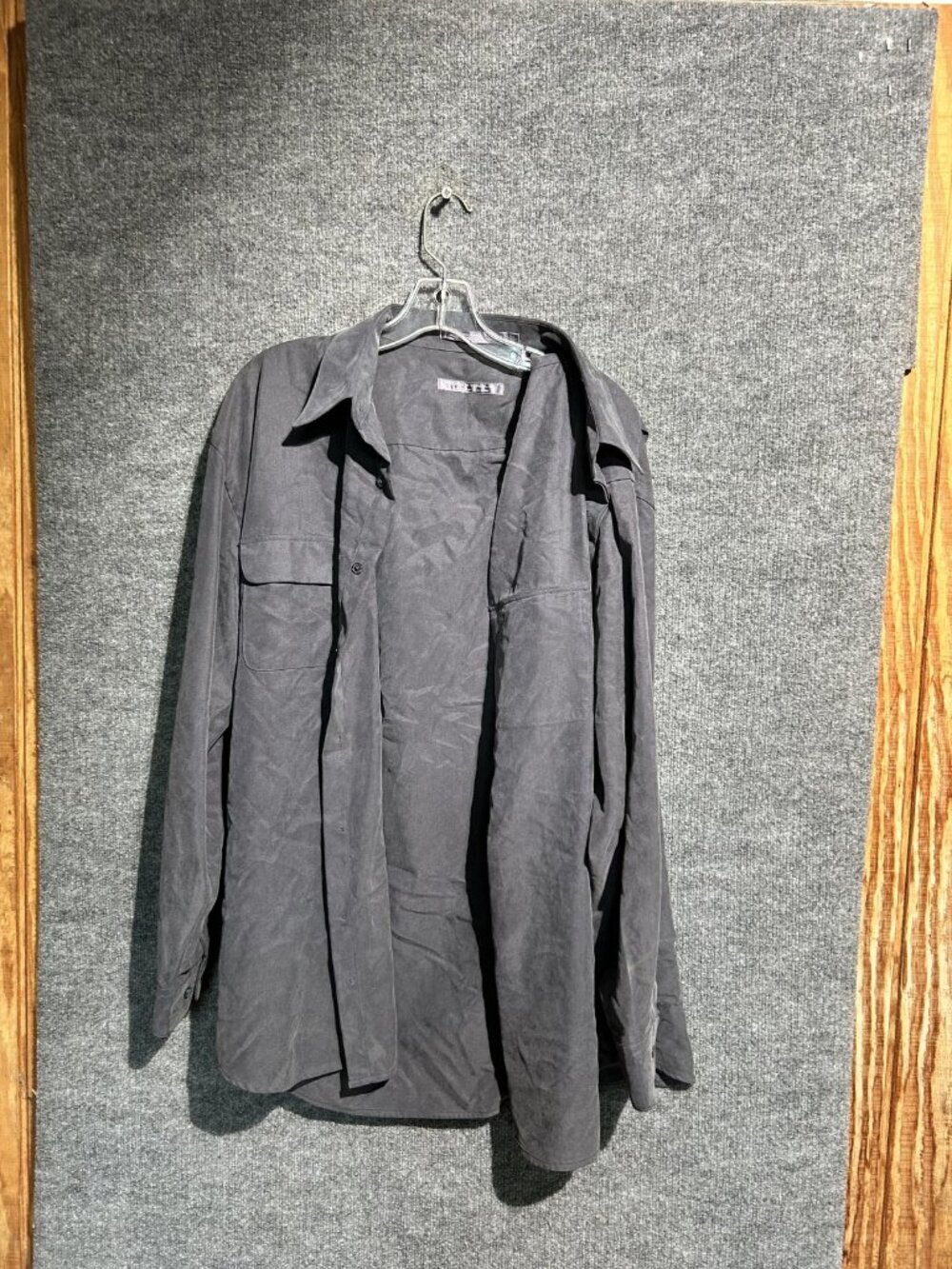 Forsyth Of Canada Dress Shirt Mens XL Gray Tencel Herringbone Long Sleeve